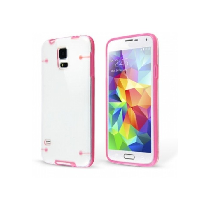 Cover for SAMSUNG S5 crystal clear whit color motifs θήκη κινητού διάφανη με Ρόζ  για το Samsung S5 i9600