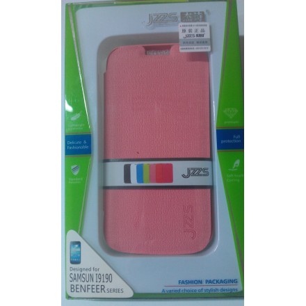 Leather case notebook SAMSUNG S4 mini i9190 JZZS  δερμάτινη θήκη Ρόζ για το S4 Mini