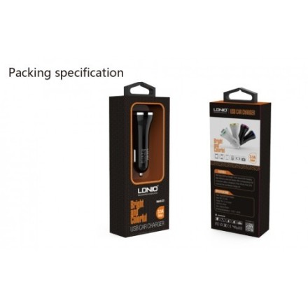 LDNIO DL-C23 Dual USB Car Cigarette Powered Charger - Black + Silver (12~24V)