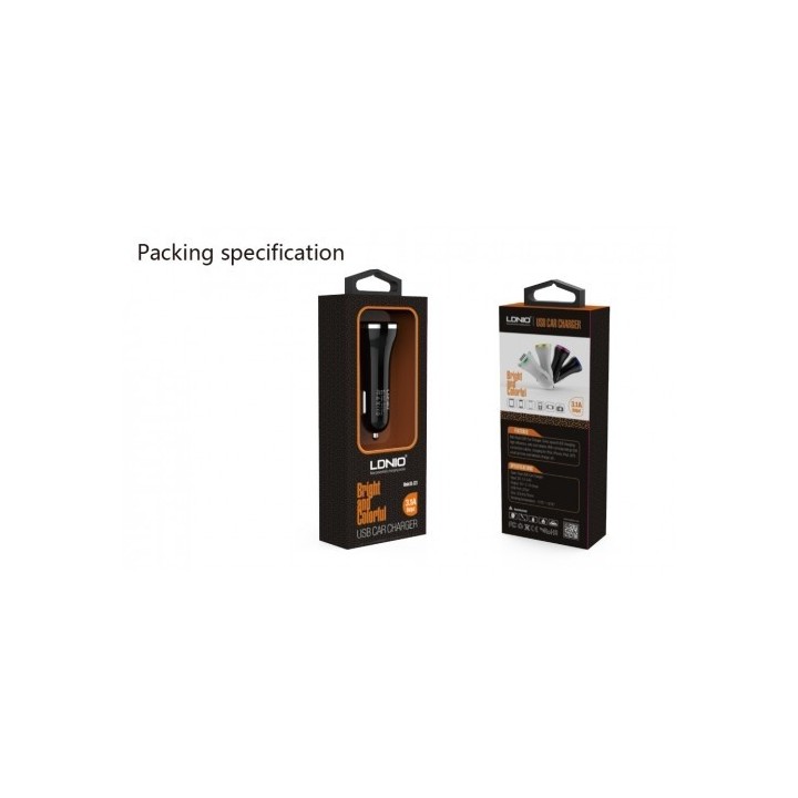 LDNIO DL-C23 Dual USB Car Cigarette Powered Charger - Black + Silver (12~24V)