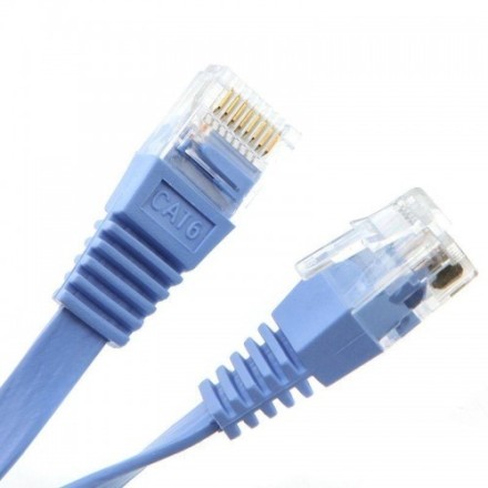 Cable LAN Cat: 6 FLAT 3.0 m DeTech καλώδιο δικτύου 3 μέτρα πλακέ cat6 χρώμα γαλάζιο