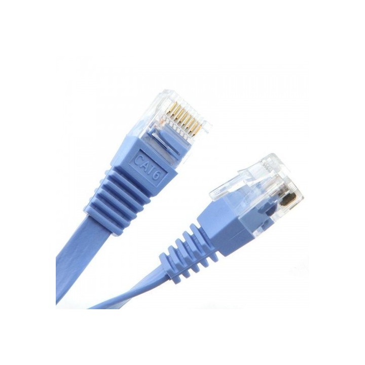 Cable LAN Cat: 6 FLAT 3.0 m DeTech καλώδιο δικτύου 3 μέτρα πλακέ cat6 χρώμα γαλάζιο