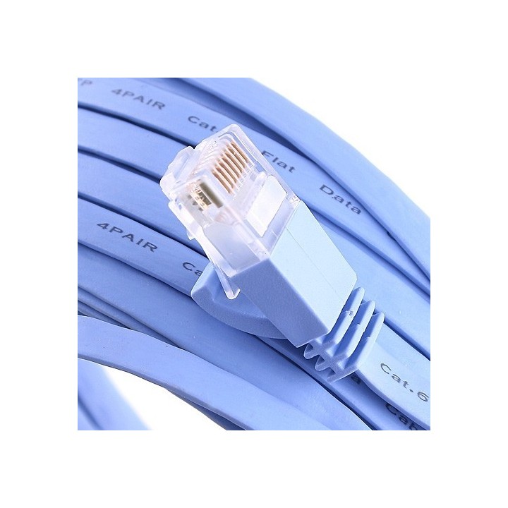 Cable LAN Cat: 6 FLAT 3.0 m DeTech καλώδιο δικτύου 3 μέτρα πλακέ cat6 χρώμα γαλάζιο