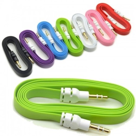 Audio cabel 3.5mm M/M AUX FLAT Cantell 1m καλώδιο ήχου λευκό πλακέ 