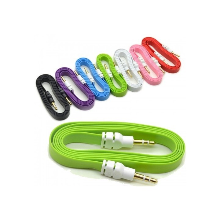 Audio cabel 3.5mm M/M AUX FLAT Cantell 1m καλώδιο ήχου λευκό πλακέ 