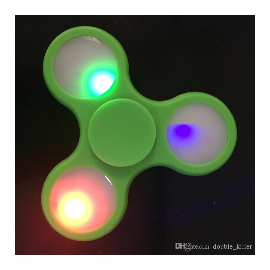 Fidget Spinner with LED Lights Toy Stress Reducer 1.5 Minutes Rotation Time Green