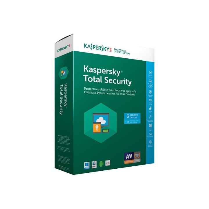 Kaspersky Total Security 2017 (3 Devices, 1 Year) Retail Box (PC/Mac/Android)