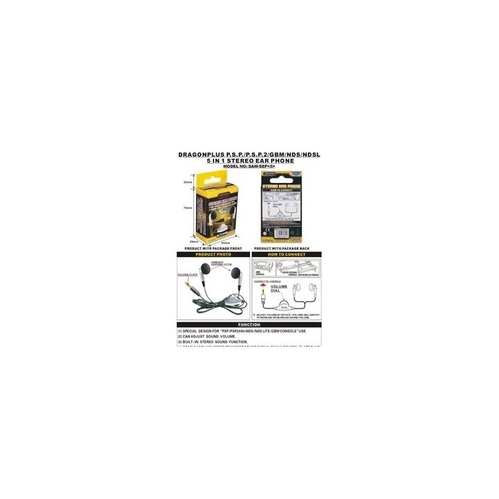 STEREO EAR PHONES FOR PSP/SLIM/NDS/LITE/GBM Ακουστικά για PSP PSP Slim NDS NDS Lite Gameboy 