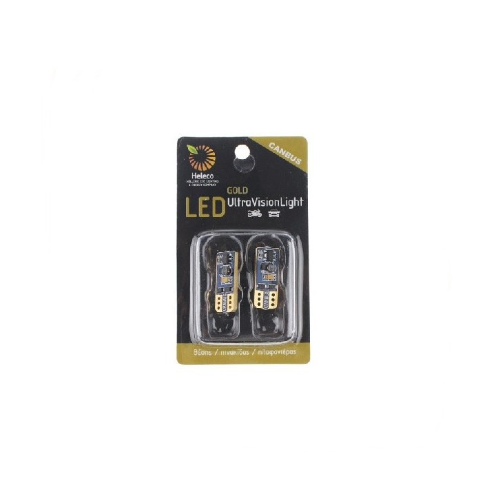 2 τεμάχια, Τ10 LED (W5W) Φώτα θέσης CANBUS 4SMD3623 GOLD