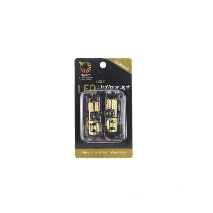 2 τεμάχια, Τ10 LED (W5W) Φώτα θέσης CANBUS 9SMD3623 GOLD