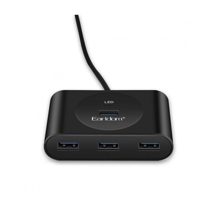 USB hub Earldom HUB03, USB 2.0, 4 θύρες, OTG,Μαυρο