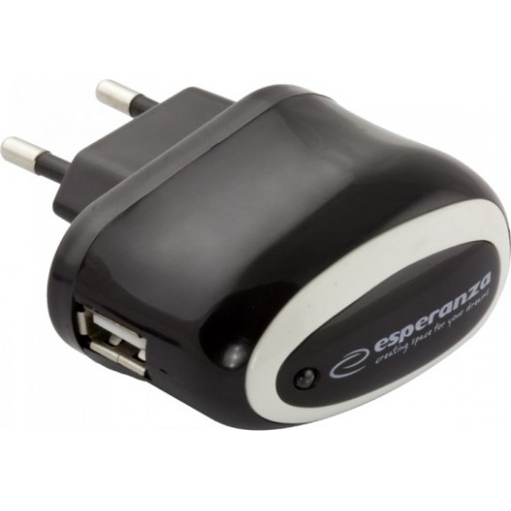 Esperanza USB Wall Adapter Μαύρο (EZ111)