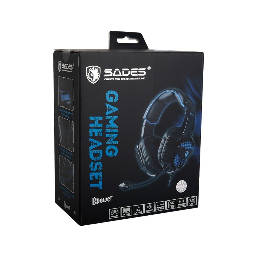 SADES BPOWER GAMING HEADSET BLACK/BLUE connecting to Laptop / PS4 / XBOX ONE / Mobile Devices.