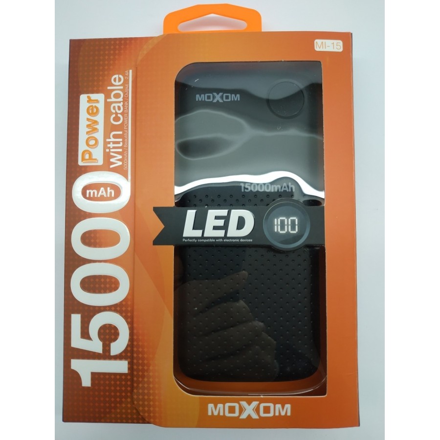 MOXOM MI-15 15000 mAh / 2 USB ports / 5V 2,0A LED Display Black