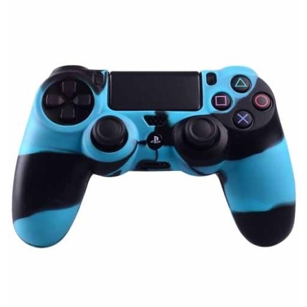 Αντιολισθητική θήκη για χειριστήριο gamepad συμβατό με Playstation PS4 Μαύρο-Γαλάζιο