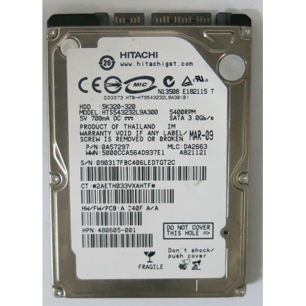 Hitachi TravelStar 5K320-320 σκληρός δίσκος - 320 GB(για laptop)Refurbished