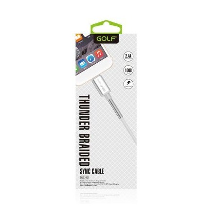 GOLF GC-40T-SL USB A 2.0 TYPE C CABLE MALE MALE SILVER 1m BRAIDED FAST CHARGING SMARTPHONE