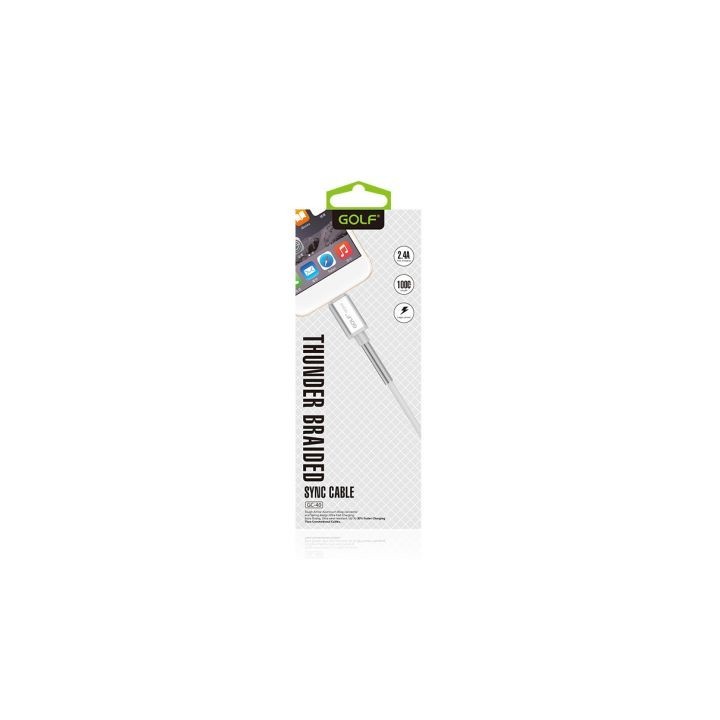 GOLF GC-40T-SL USB A 2.0 TYPE C CABLE MALE MALE SILVER 1m BRAIDED FAST CHARGING SMARTPHONE