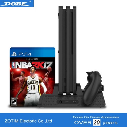 DOBE Multifunctional Cooling Stand for Sony PS4 Slim/PS4 Pro with Cooling Fan & Dual Controllers Charging Station