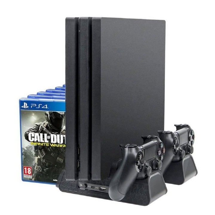 DOBE Multifunctional Cooling Stand for Sony PS4 Slim/PS4 Pro with Cooling Fan & Dual Controllers Charging Station