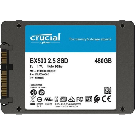 Δίσκος SSD Crucial BX500 3D Nand 2.5" 480GB Sata III CT480BX500SSD1